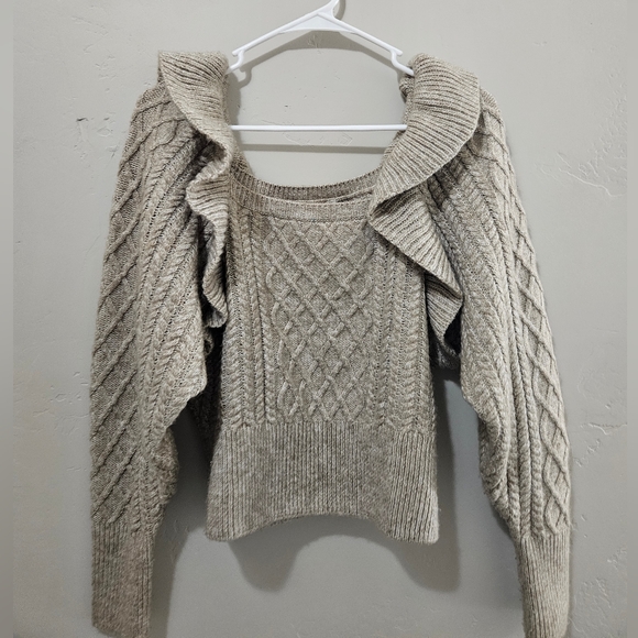 H&M Knit Sweater with Ruffle Sleeve and Long sleeves size Medium M - Picture 1 of 3